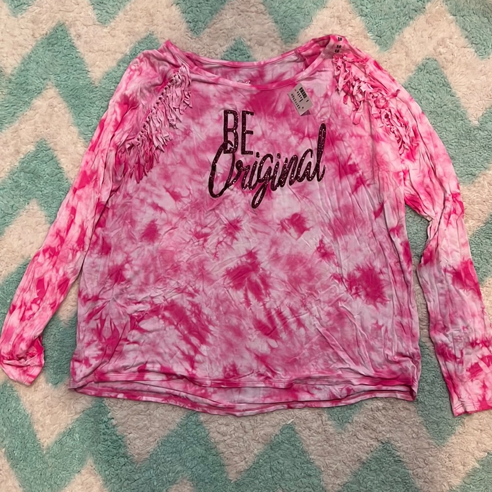 Justice long sleeve Tie-Dye Pink Shirt Size 20